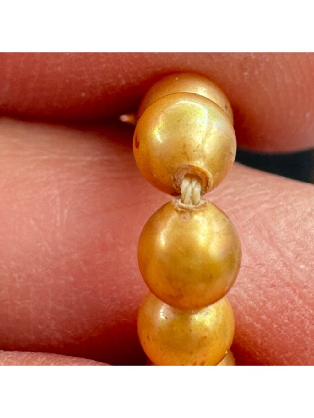 Antique Pearl Necklace 18" 14k Gold Fish Hook Clasp Gold Pearls 1930s 3-6mm - Picture 3 of 9